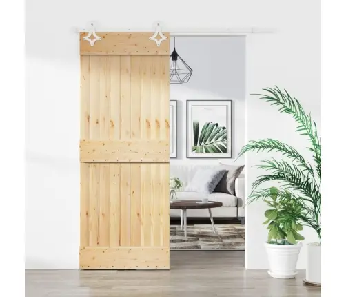 Stumdomos Durys Su Įrangos Rinkiniu, 85X210cm Pušies Masyvas