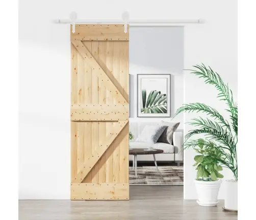 Stumdomos Durys Su Įrangos Rinkiniu, 70X210cm Pušies Masyvas