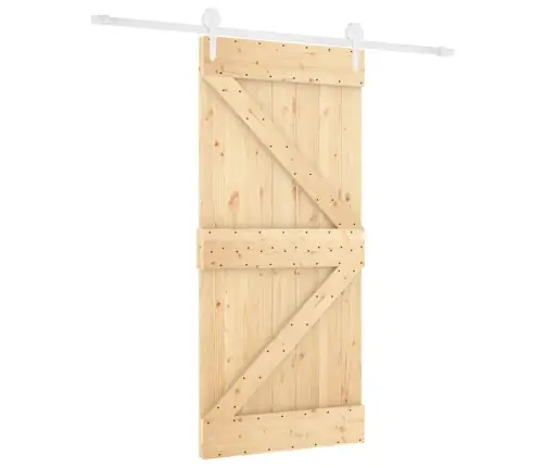 Stumdomos Durys Su Įrangos Rinkiniu, 90X210cm Pušies Masyvas