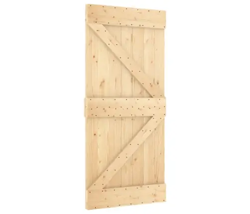 Stumdomos Durys Su Įrangos Rinkiniu, 90X210cm Pušies Masyvas