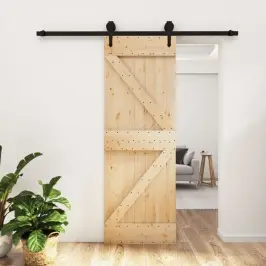 Bīdāmās Durvis Ar Stiprinājumiem, 70X210 Cm, Priedes Masīvkoks Vidaxl