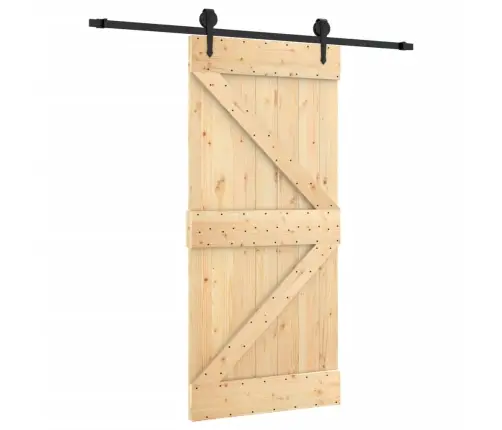 Bīdāmās Durvis Ar Stiprinājumiem, 95X210 Cm, Priedes Masīvkoks Vidaxl