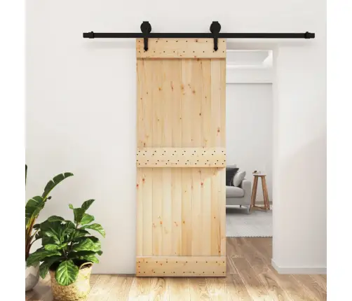 Bīdāmās Durvis Ar Stiprinājumiem, 80X210 Cm, Priedes Masīvkoks Vidaxl