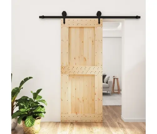 Stumdomos Durys Su Įrangos Rinkiniu, 85X210cm Pušies Masyvas