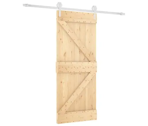 Stumdomos Durys Su Įrangos Rinkiniu, 85X210cm Pušies Masyvas