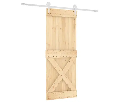 Stumdomos Durys Su Įrangos Rinkiniu, 90X210cm Pušies Masyvas