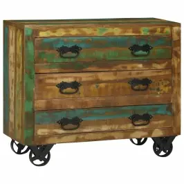 Puse Ar Atvilktni Brūna 80 X 30 X 65 Cm Pārstrādāts Masīvkoks Vidaxl