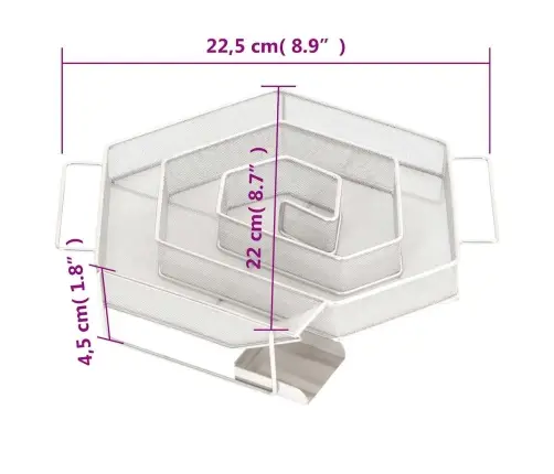 Külmsuitsu Generaator, 6 Küljega, 22,5 cm Roostevaba Teras