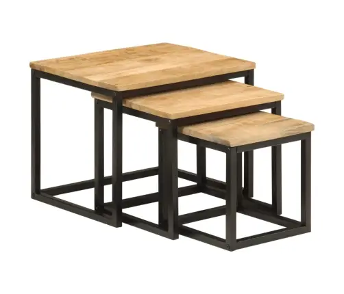 Kafijas Galdiņi, 3 Gab., Sabīdāmi, Mango Masīvkoks, Dzelzs Vidaxl