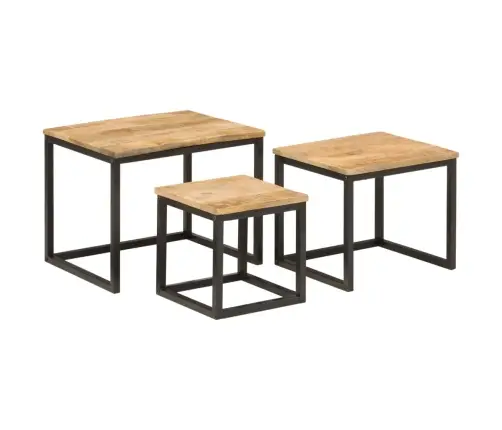 Kafijas Galdiņi, 3 Gab., Sabīdāmi, Mango Masīvkoks, Dzelzs Vidaxl