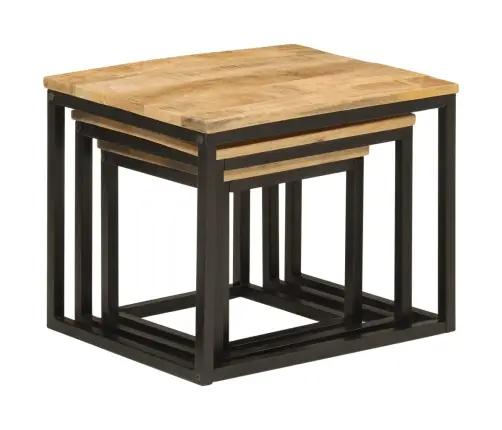 Kafijas Galdiņi, 3 Gab., Sabīdāmi, Mango Masīvkoks, Dzelzs Vidaxl