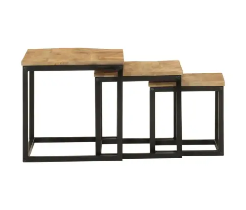 Kafijas Galdiņi, 3 Gab., Sabīdāmi, Mango Masīvkoks, Dzelzs Vidaxl