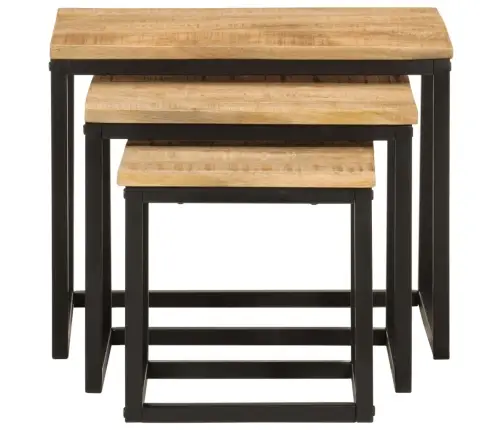 Kafijas Galdiņi, 3 Gab., Sabīdāmi, Mango Masīvkoks, Dzelzs Vidaxl