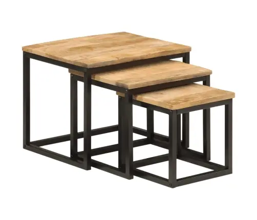 Kafijas Galdiņi, 3 Gab., Sabīdāmi, Mango Masīvkoks, Dzelzs Vidaxl