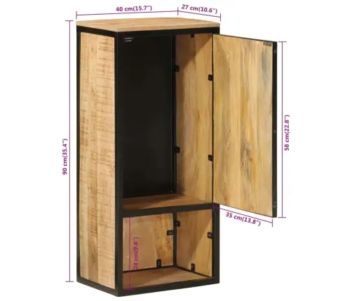 Vannasistabas Skapītis, 40X27X90 Cm, Dzelzs Un Mango Masīvkoks Vidaxl