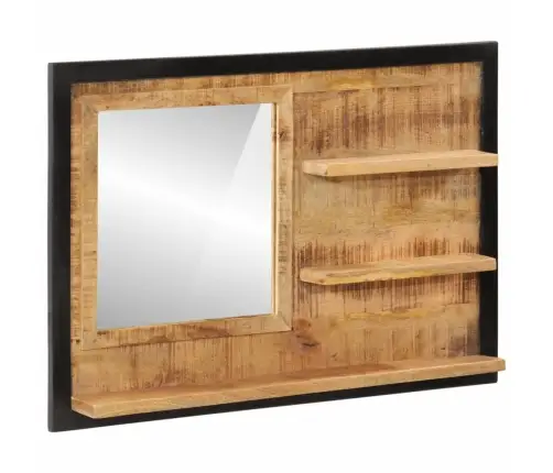 Spogulis Ar Plauktiem, 80X8X55 Cm, Mango Masīvkoks Un Stikls Vidaxl