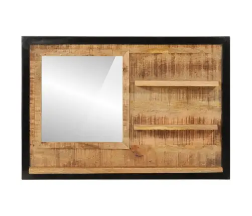 Spogulis Ar Plauktiem, 80X8X55 Cm, Mango Masīvkoks Un Stikls Vidaxl