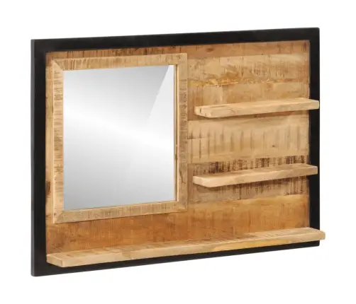 Spogulis Ar Plauktiem, 80X8X55 Cm, Mango Masīvkoks Un Stikls Vidaxl