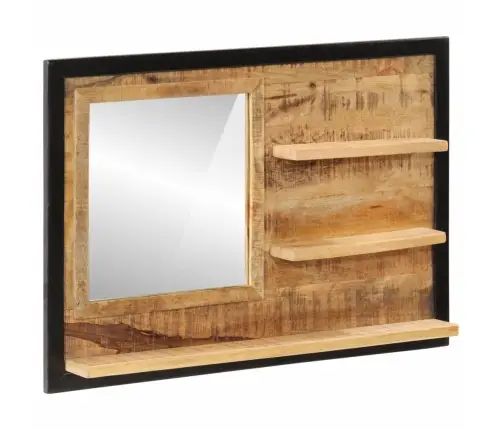 Spogulis Ar Plauktiem, 80X8X55 Cm, Mango Masīvkoks Un Stikls Vidaxl