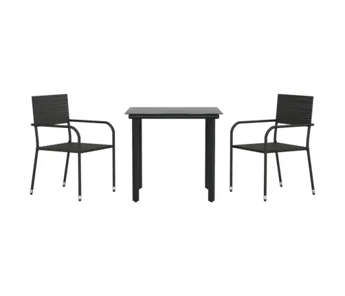 3-Daļīgs Dārza Mēbeļu Komplekts, Melna Pe Rotangpalma, Tērauds Vidaxl