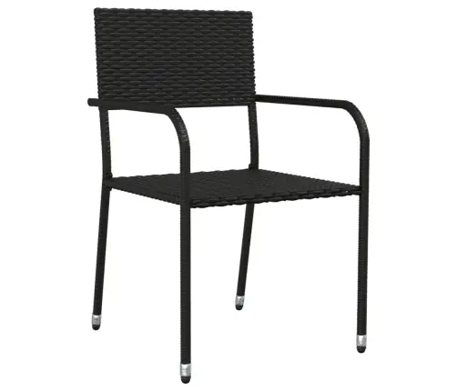 3-Daļīgs Dārza Mēbeļu Komplekts, Melna Pe Rotangpalma, Tērauds Vidaxl