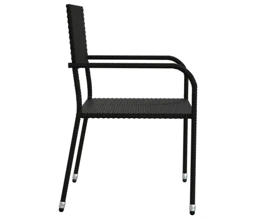 3-Daļīgs Dārza Mēbeļu Komplekts, Melna Pe Rotangpalma, Tērauds Vidaxl