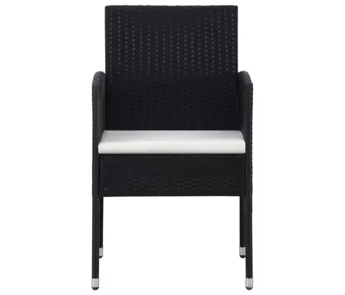 9-Daļīgs Dārza Mēbeļu Komplekts, Melns, Pe Rotangpalma Tērauds Vidaxl