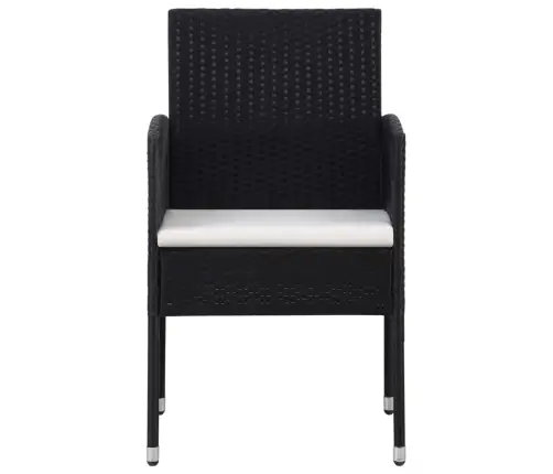 5-Daļīgs Dārza Mēbeļu Komplekts, Melns, Pe Rotangpalma, Tērauds Vidaxl