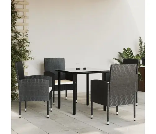 5-Daļīgs Dārza Mēbeļu Komplekts, Melns, Pe Rotangpalma, Tērauds Vidaxl