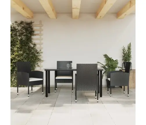 Sodo Valgomojo Komplektas, 5 Dalių, Juodas, Poliratanas/Plienas