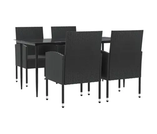 5-Daļīgs Dārza Mēbeļu Komplekts, Melns, Pe Rotangpalma, Tērauds Vidaxl