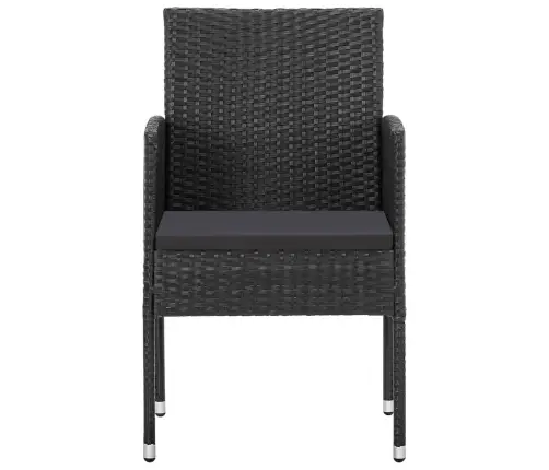 9-Osaline Aia Söögimööbli Komplekt, Must, Polürotang Ja Teras