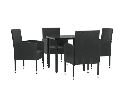 5-Osaline Aia Söögimööbli Komplekt, Must, Polürotang Ja Teras