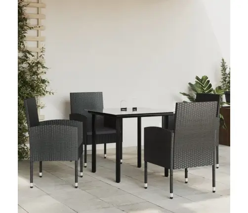 5-Osaline Aia Söögimööbli Komplekt, Must, Polürotang Ja Teras
