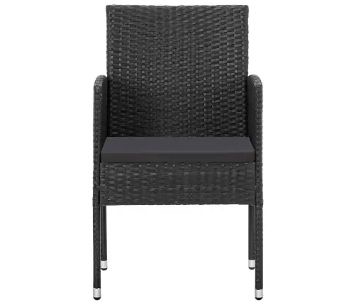 9-Daļīgs Dārza Mēbeļu Komplekts, Melns, Pe Rotangpalma Tērauds Vidaxl