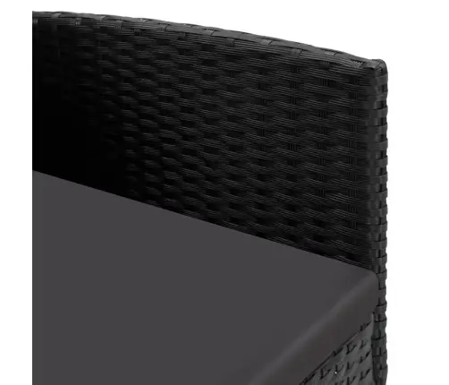 9-Daļīgs Dārza Mēbeļu Komplekts, Melns, Pe Rotangpalma Tērauds Vidaxl