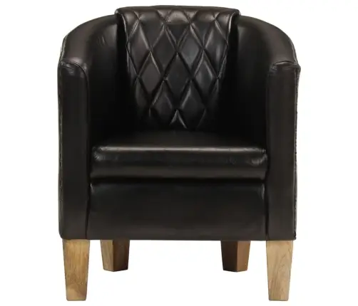 Atpūtas Krēsls, Melns, Dabīgā Āda Vidaxl