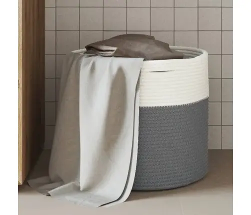 Uzglabāšanas Grozs, Pelēks Ar Baltu, Ø40X35 Cm, Kokvilna Vidaxl