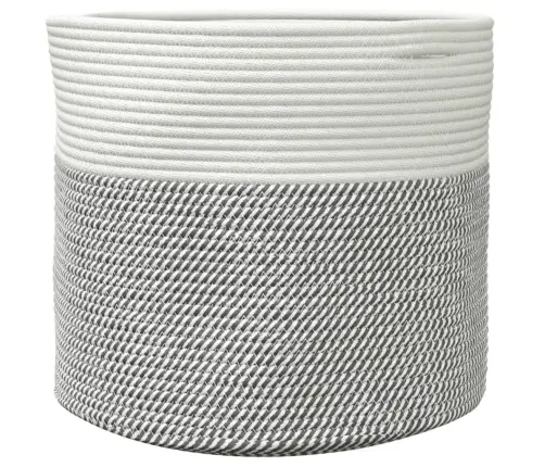 Hoiukorv, Hall Ja Valge, Ø40X35 cm Puuvill