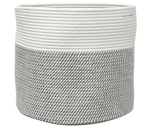 Hoiukorv, Hall Ja Valge, Ø40X35 cm Puuvill