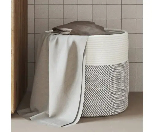 Hoiukorv, Hall Ja Valge, Ø40X35 cm Puuvill