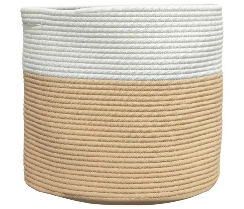 Hoiukorv, Beež Ja Valge, Ø40X35 cm Puuvill