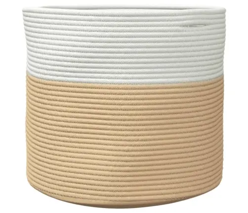 Hoiukorv, Beež Ja Valge, Ø40X35 cm Puuvill
