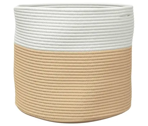 Hoiukorv, Beež Ja Valge, Ø40X35 cm Puuvill