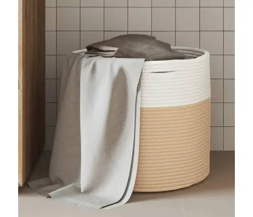 Hoiukorv, Beež Ja Valge, Ø40X35 cm Puuvill