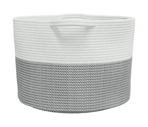 Veļas Grozs, Pelēks Un Balts, Ø55X36 Cm, Kokvilna Vidaxl