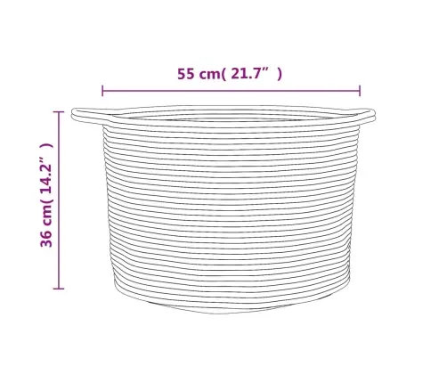 Veļas Grozs, Pelēks Un Balts, Ø55X36 Cm, Kokvilna Vidaxl