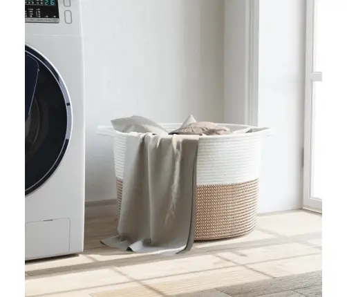 Veļas Grozs, Brūns Un Balts, Ø55X36 Cm, Kokvilna Vidaxl