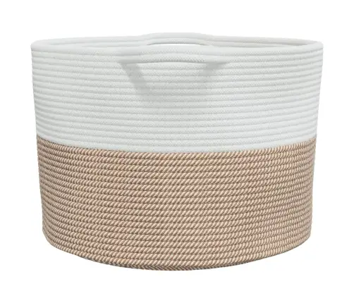 Veļas Grozs, Brūns Un Balts, Ø55X36 Cm, Kokvilna Vidaxl