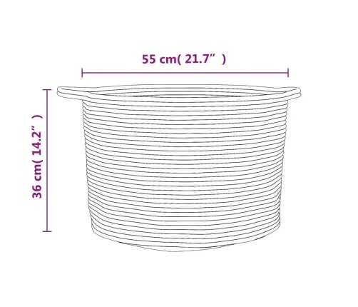 Veļas Grozs, Brūns Un Balts, Ø55X36 Cm, Kokvilna Vidaxl